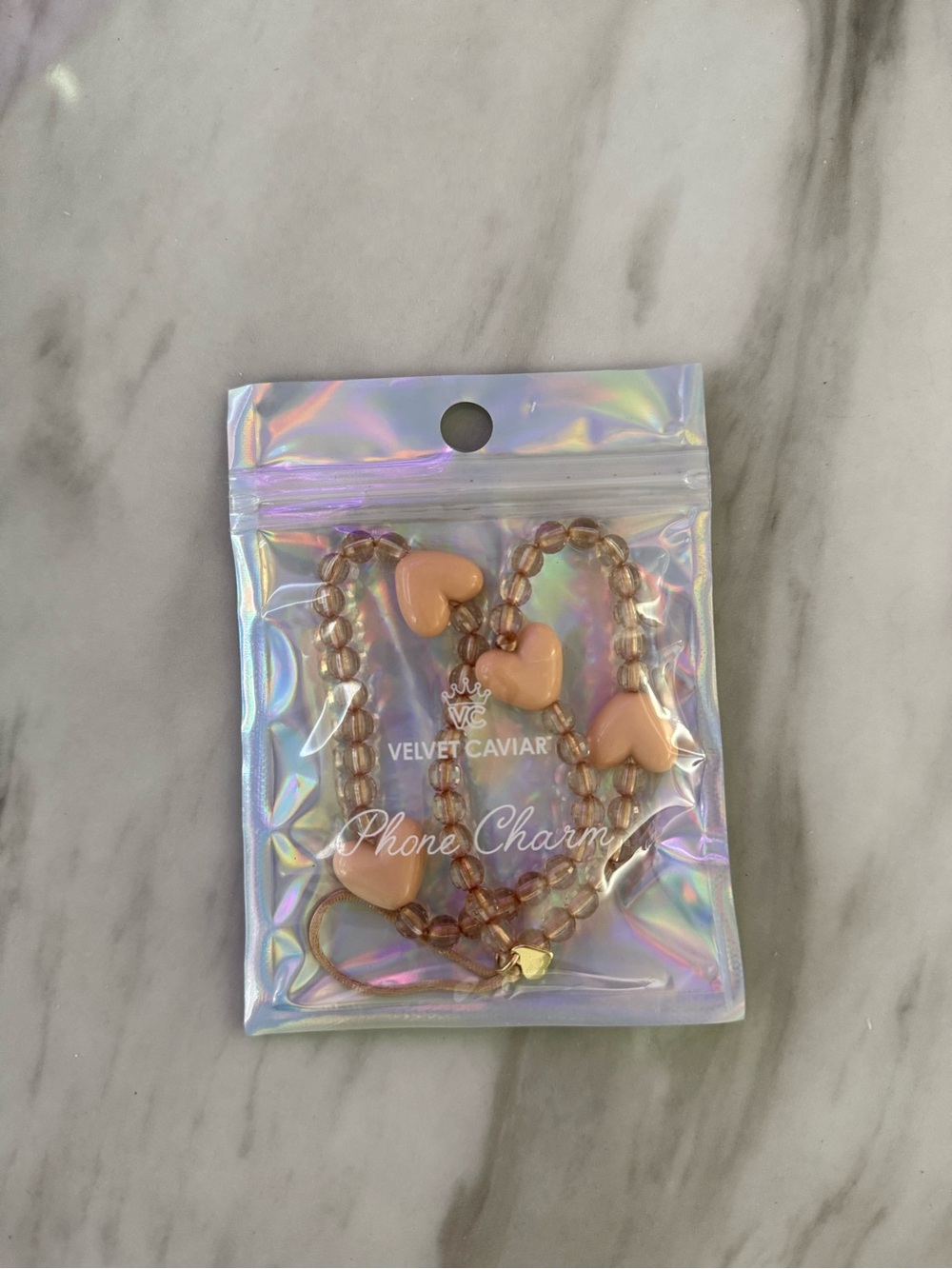 Nude Heart Beaded Phone Charm